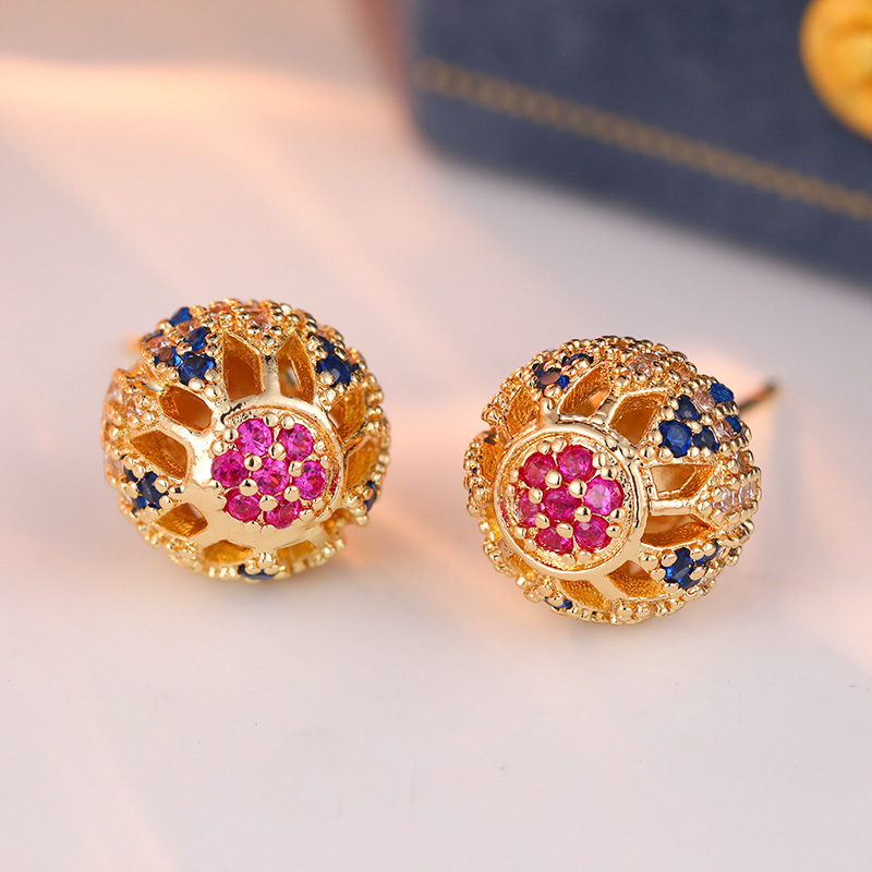 Women's Luxury Hollow Sphere Ball Stud Earrings, Elegant Gift Choice